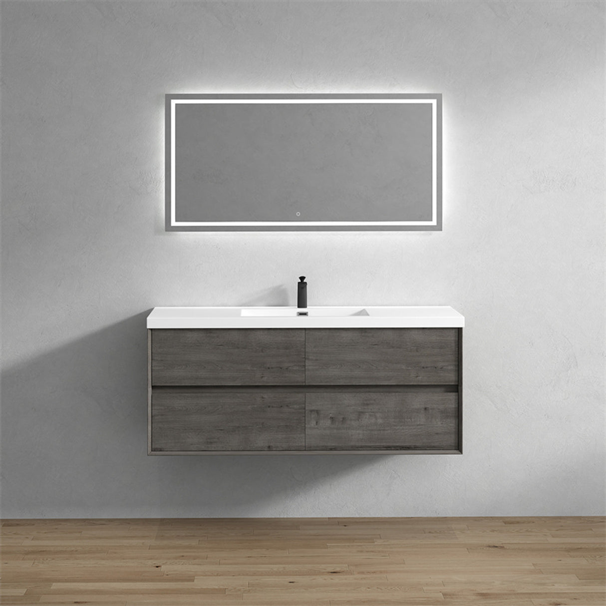 Luxury Kingdom Floating / Wall Mounted Bathroom Vanity With Acrylic Sink, Farmhouse Bath Vanity W/ Storage Cabinet