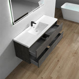 Luxury Kingdom Floating / Wall Mounted Bathroom Vanity With Acrylic Sink, Farmhouse Bath Vanity W/ Storage Cabinet