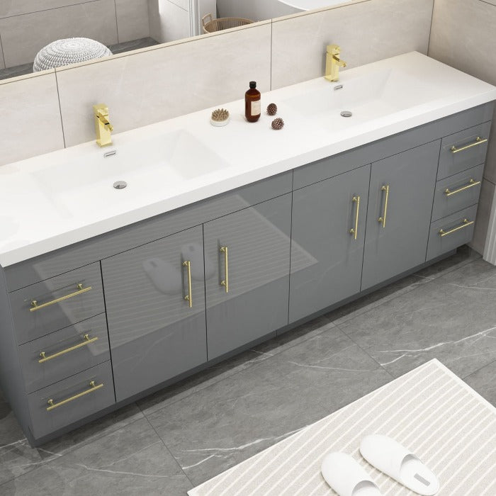 Everest Freestanding Bathroom Vanity with Acrylic Sink, Doors & Drawers