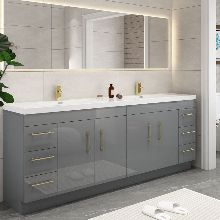 Everest Freestanding Bathroom Vanity with Acrylic Sink, Doors & Drawers