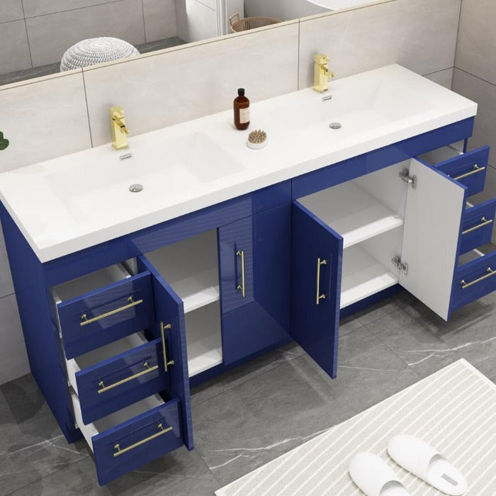 Everest Freestanding Bathroom Vanity with Acrylic Sink, Doors & Drawers