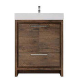 Modern Ashley Freestanding Bathroom Vanity With Acrylic Single Sink, 2 Door & Drawer