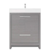 Modern Ashley Freestanding Bathroom Vanity With Acrylic Single Sink, 2 Door & Drawer