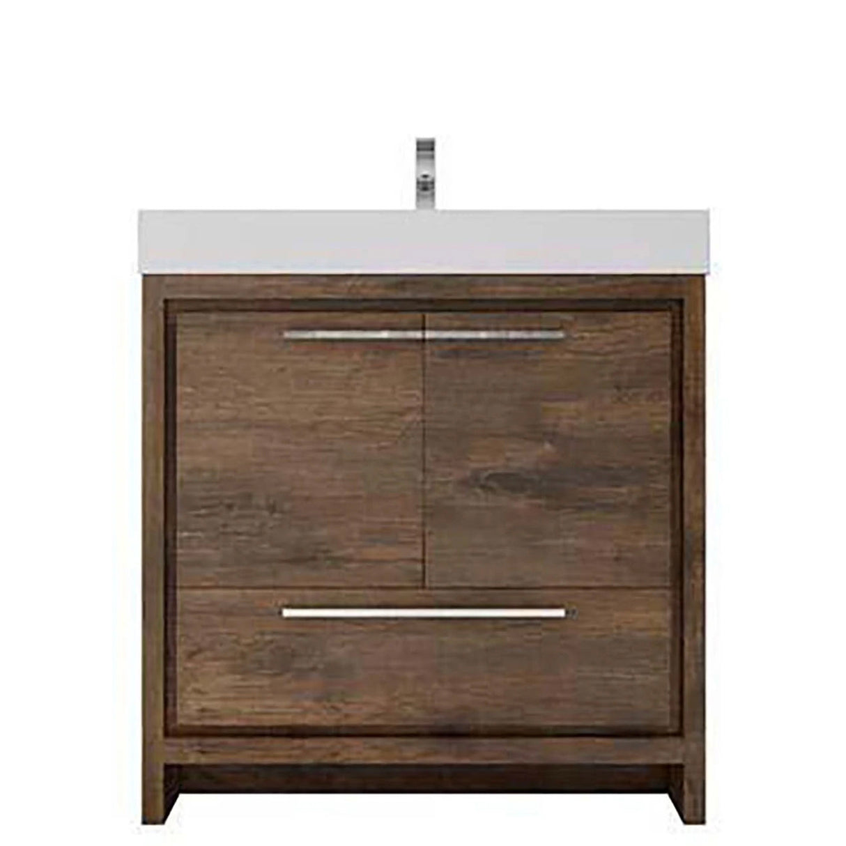 Modern Ashley Freestanding Bathroom Vanity With Acrylic Single Sink, 2 Door & Drawer