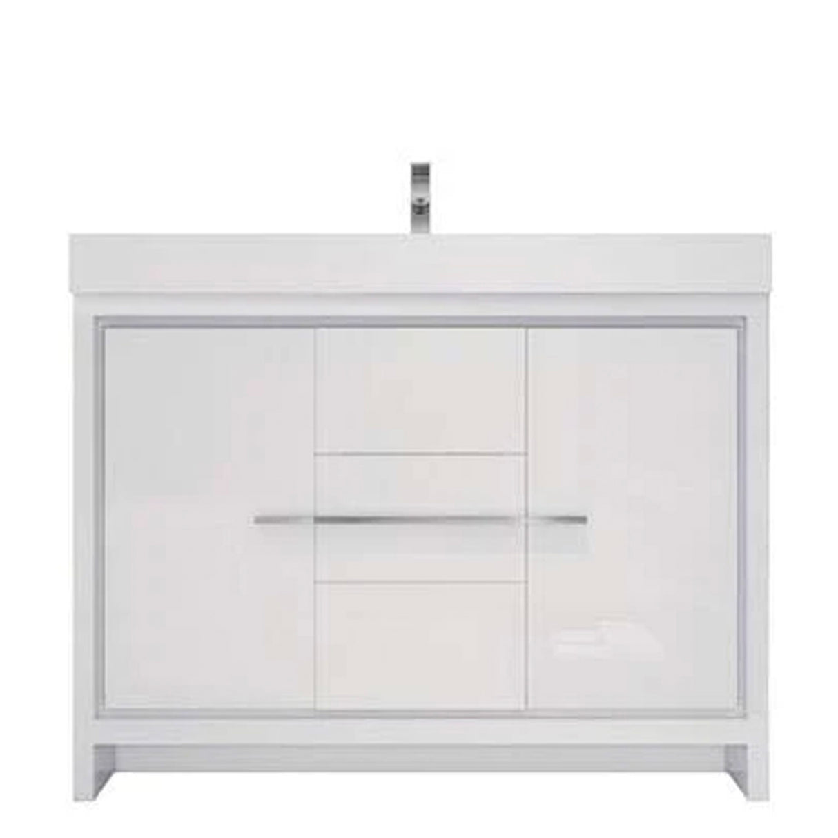 Modern Bathroom Vanity Cabinet With Acrylic Sink, 3 Drawers & 2 Doors