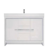 Modern Bathroom Vanity Cabinet With Acrylic Sink, 3 Drawers & 2 Doors