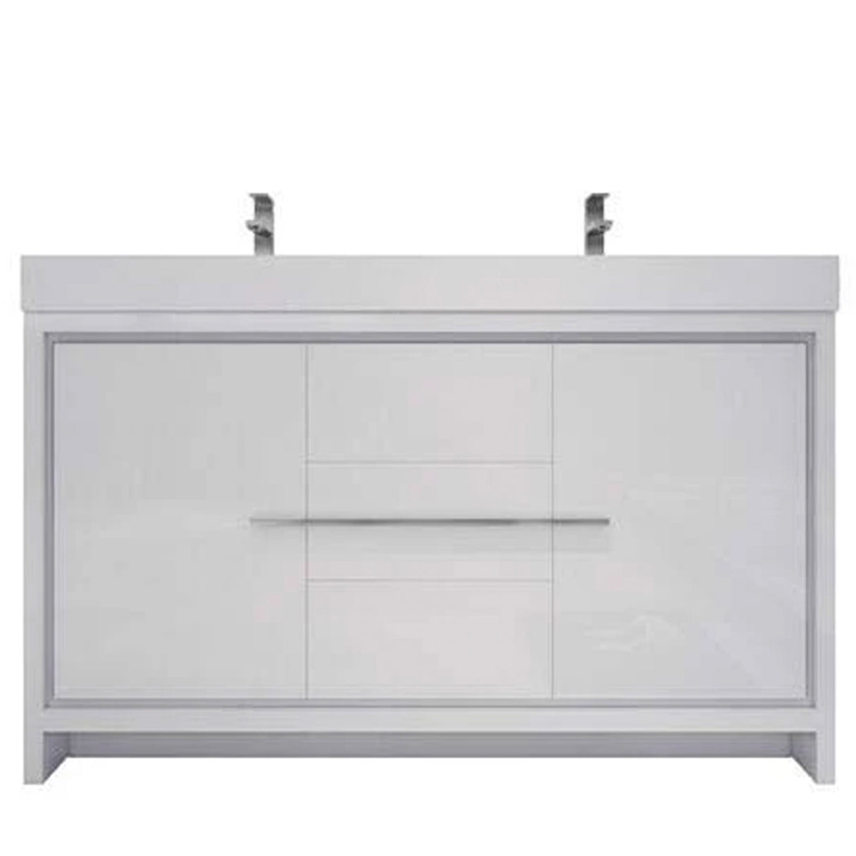 Elegant Ashley Freestanding Bathroom Vanity With Reinforced Double Acrylic Sink, Soft Closing Drawers & Doors