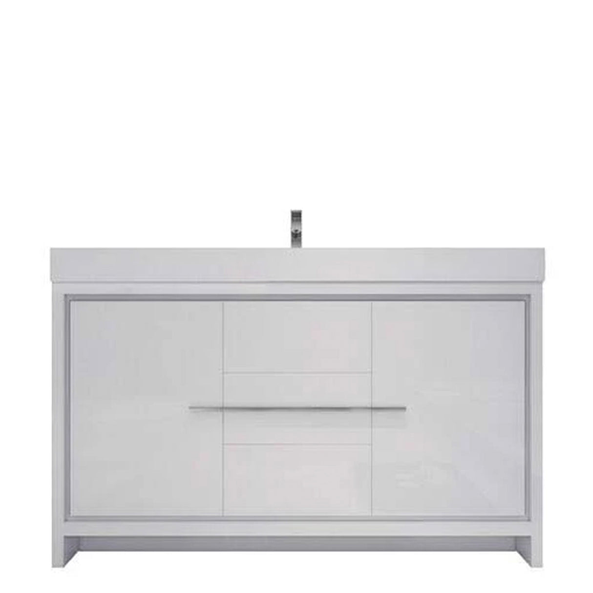 Modern Bathroom Vanity Cabinet With Acrylic Sink, 3 Drawers & 2 Doors