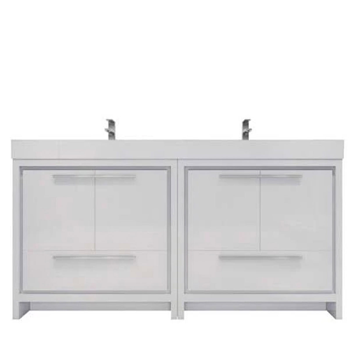 Elegant Ashley Freestanding Bathroom Vanity With Reinforced Double Acrylic Sink, Soft Closing Drawers & Doors