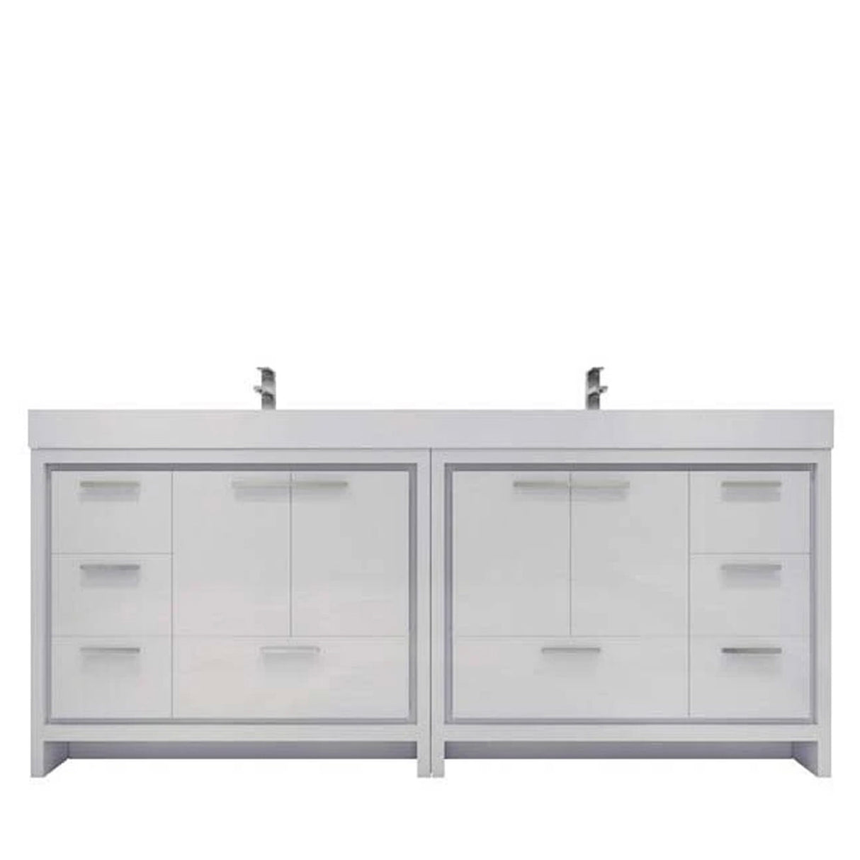 Elegant Ashley Freestanding Bathroom Vanity With Reinforced Double Acrylic Sink, Soft Closing Drawers & Doors