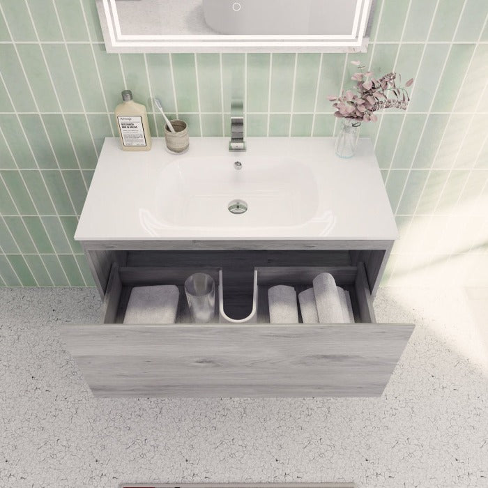 Aipo Floating / Wall Mounted Bathroom Vanity with Acrylic Sink