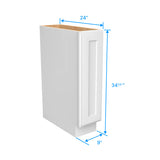 Kitchen Base Cabinets - 9W x 34-1/2H x 24D - Aria White Shaker - RTA