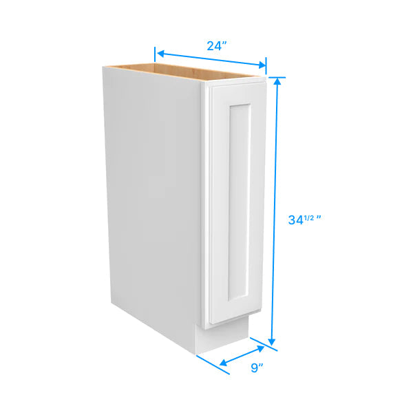 Kitchen Base Cabinets - 9W x 34-1/2H x 24D - Aria White Shaker