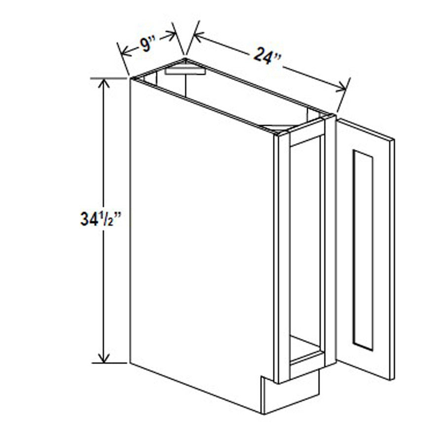 Kitchen Base Cabinets - 9W x 34-1/2H x 24D -Charleston White - RTA