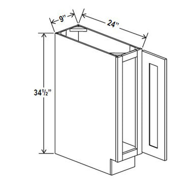 Kitchen Base Cabinets - 9W x 34-1/2H x 24D -Charleston White