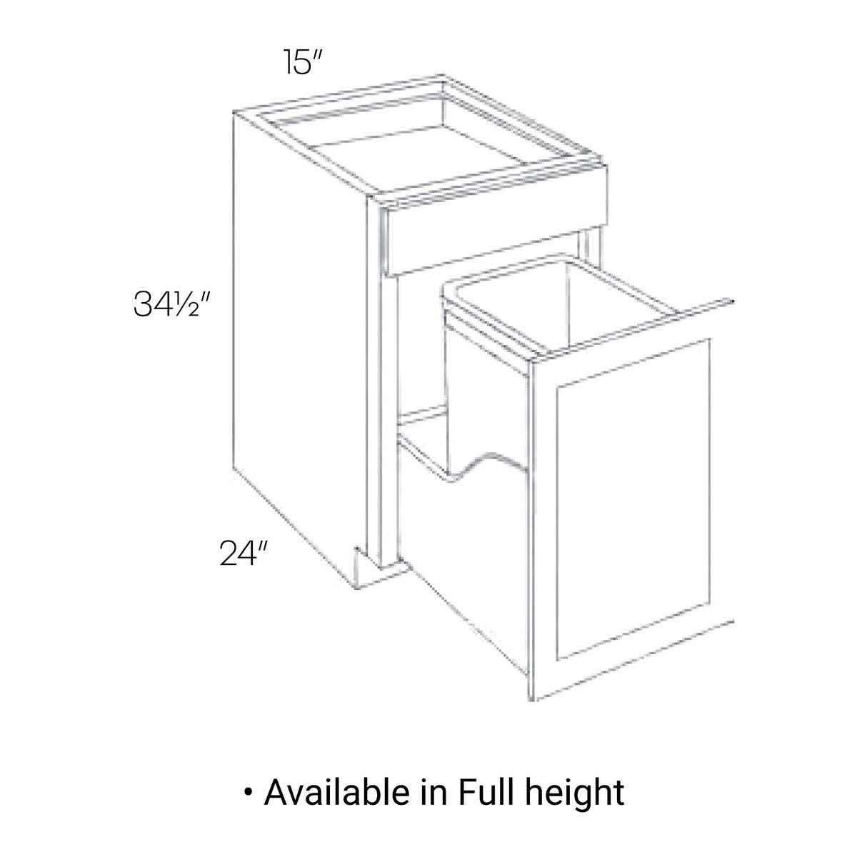 RTA - Park Avenue White - 15"W x 34.5"H x 24"D - Wastebasket Base Cabinet - Full Height