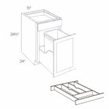 Park Avenue White - Ready to Assemble - 15"W x 34.5"H x 24"D - Single Basket - Waste Basket Cabinet W/ Wooden Cutlery