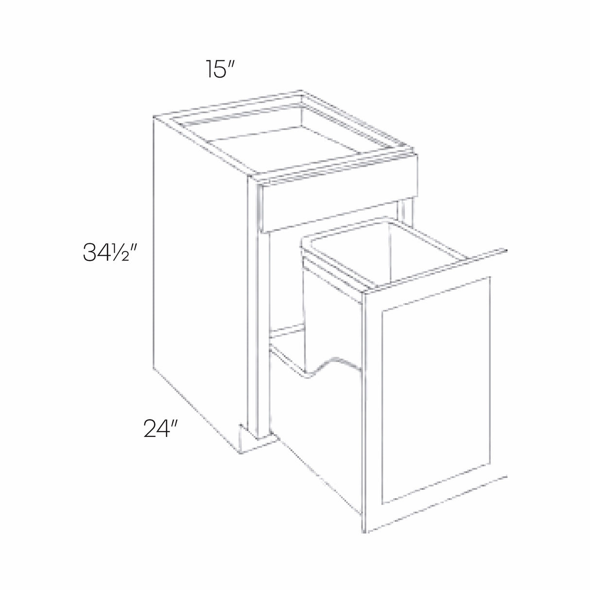 RTA - Park Avenue White - Waste Basket Cabinet | 15"W x 34.5"H x 24"D