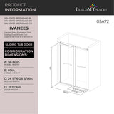 Ivanees Adjustable Semi-Frameless Dual Sliding Glass Bathtub Door with Clear Tempered Glass