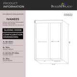 Ivanees 60 In. W X 76 In. H Framed dual Sliding glass Shower Door with Double Handles & (8 mm) Clear Tempered Glass