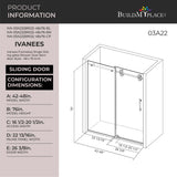 Ivanees Single Sliding Frameless Shower Door 8mm Clear Tempered Glass - Barn Door Style