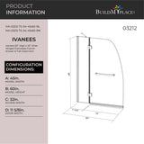 Ivanees 60 In. H x 45 In. W Hinged Frameless French Glass Bathtub Door