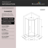 Ivanees 36 In. x 76 In. Neo-Angle Pivot Semi-Frameless Corner Shower Enclosure in Stainless Steel with 8mm Clear Tempered Glass