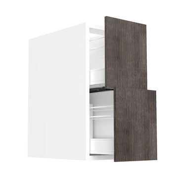 RTA - Brown Oak - Two Drawer Base Cabinets | 12"W x 30"H x 23.8"D