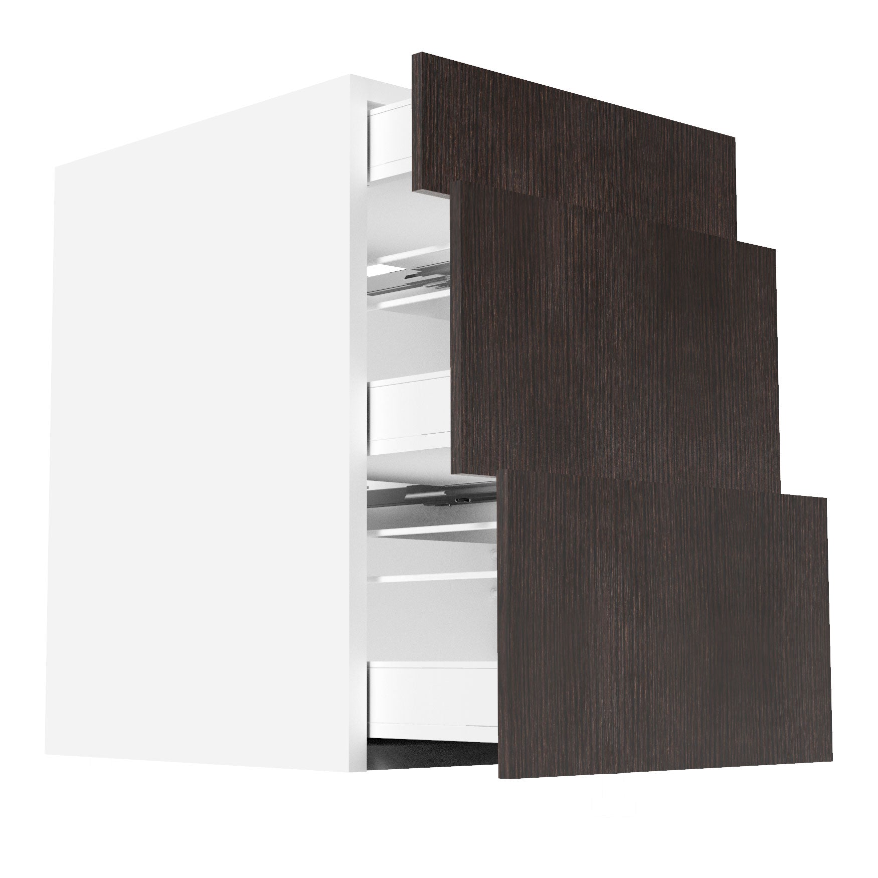 RTA - Brown Oak - Three Drawer Base Cabinets | 21"W x 30"H x 23.8"D