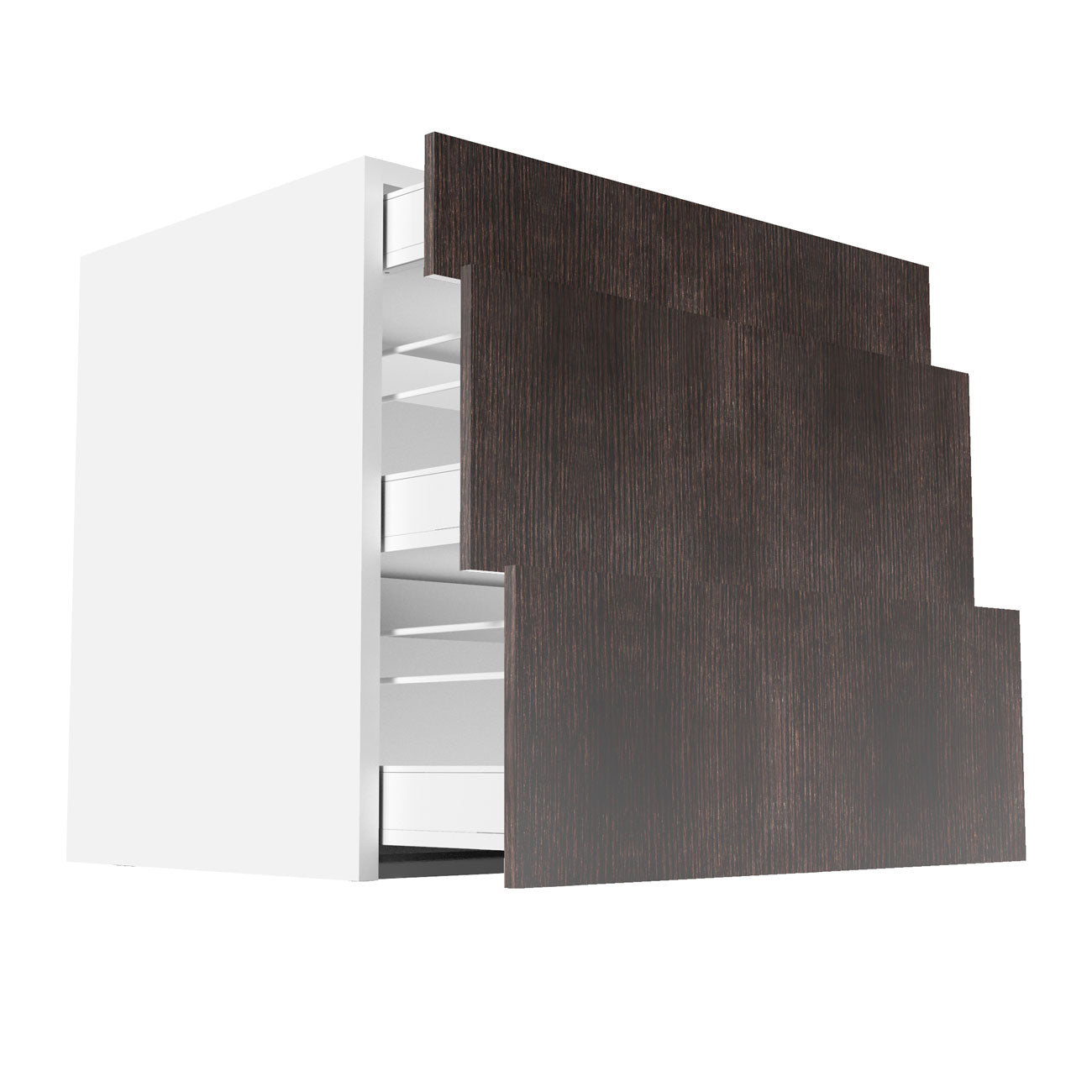 RTA - Brown Oak - Three Drawer Base Cabinets | 33"W x 30"H x 23.8"D