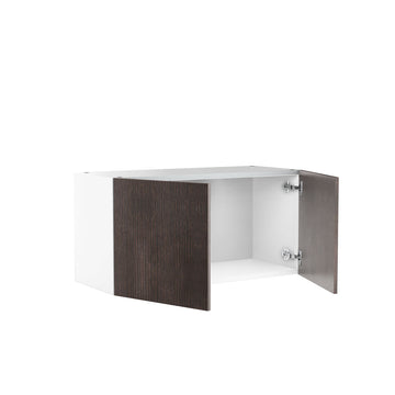RTA - Brown Oak - Double Door Wall Cabinets | 30"W x 15"H x 12"D
