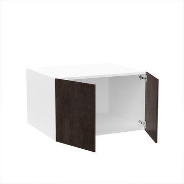 RTA - Brown Oak - Double Door Refrigerator Wall Cabinets | 33"W x 18"H x 24"D