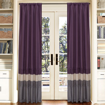 Mia Gray & Purple Window Curtain Set 54x84