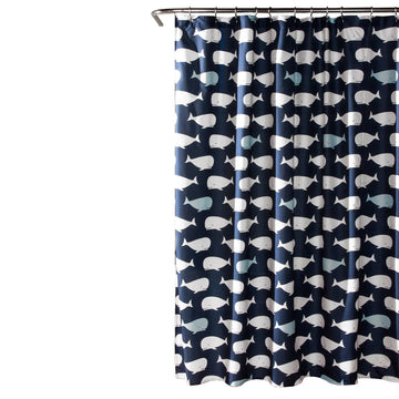 Whale Shower Curtain Navy