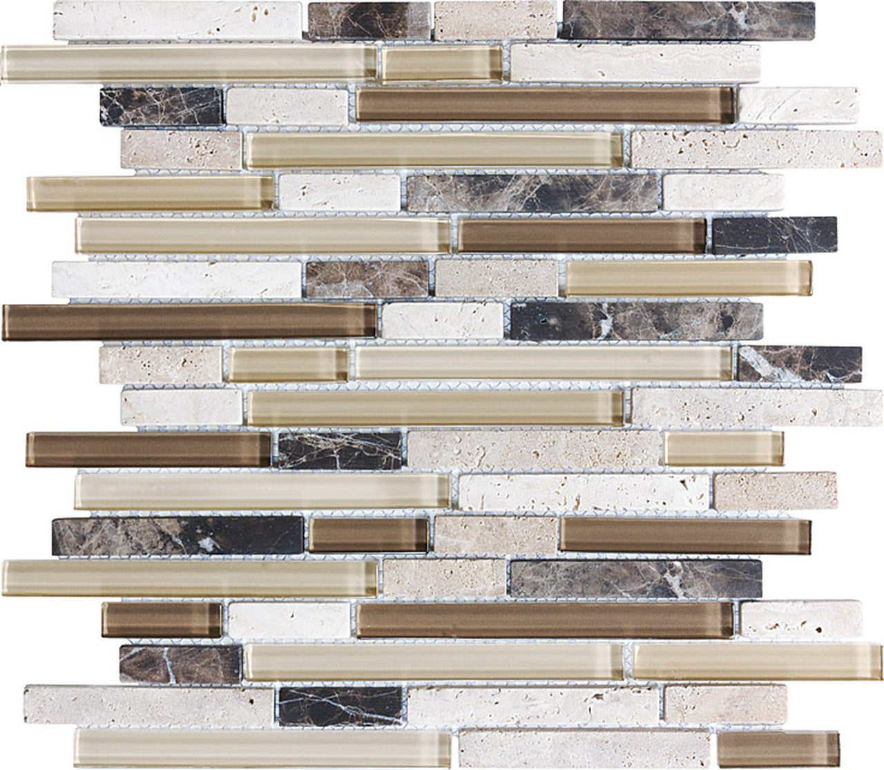 Random Strip Cappuccino Glass Stone Blend Mosaic