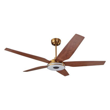 Smart Gold/Wood 5 Blade Smart Ceiling Fan with Dimmable LED Light Kit Works with Remote Control, Wi-Fi apps and Voice control via Google Assistant/Alexa/Siri