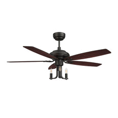 HUNTLEY 52" In. Black/Brown Wood & Rosewood 5 Blade Smart Ceiling Fan with LED Light Kit Works with Light & Remote Control