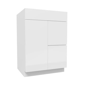 Vanity Sink Base Cabinet | Milano White | 24W x 34.5H x 21D
