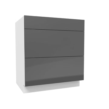 3 Drawer Base Cabinet | Milano Slate | 30W x 34.5H x 24D