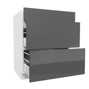 3 Drawer Base Cabinet | Milano Slate | 27W x 34.5H x 24D