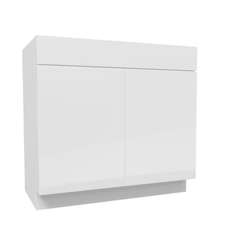 Double Door Vanity Sink Base Cabinet | Milano White | 36W x 34.5H x 21D