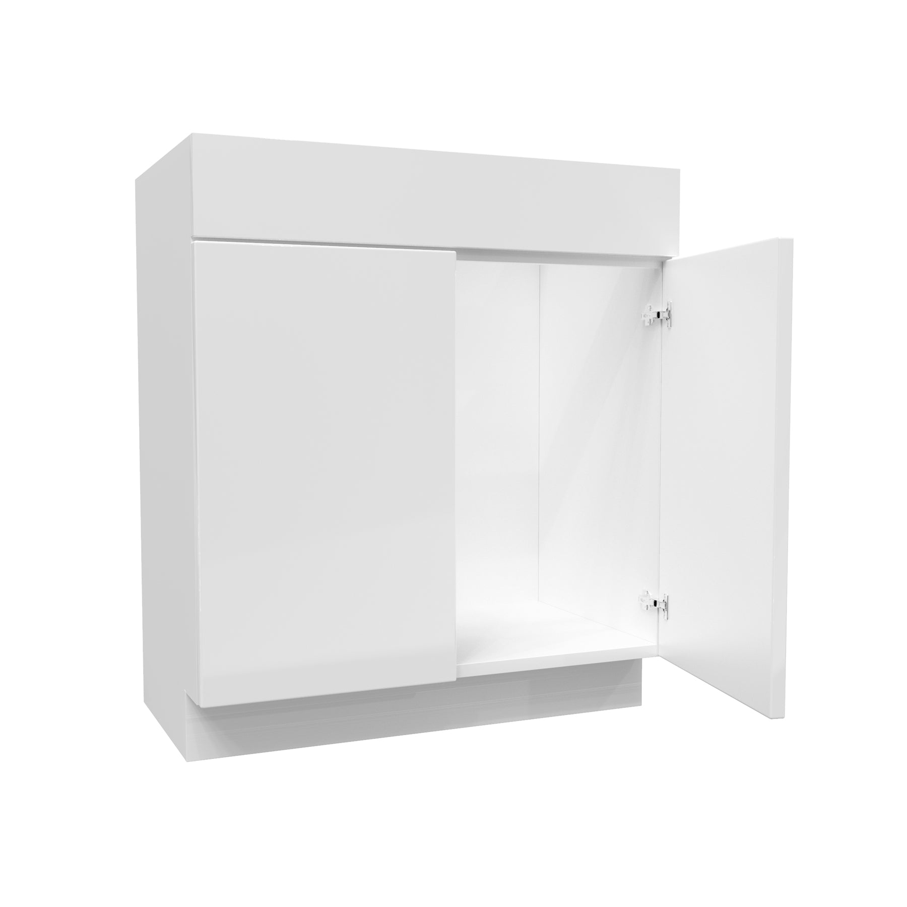 30W X 34 1/2H, Milano White 2 Door - Vanity Base Cabinet