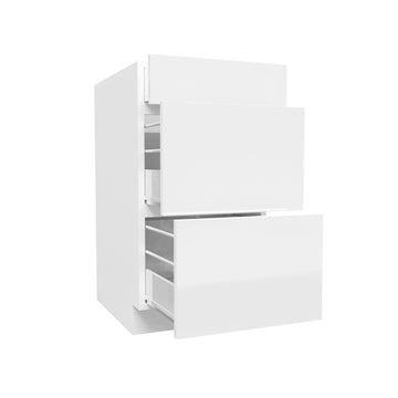 3 Drawer Base Cabinet | Milano White | 18W x 34.5H x 24D