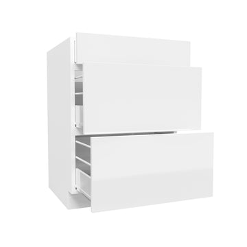 3 Drawer Base Cabinet | Milano White | 24W x 34.5H x 24D
