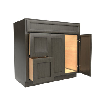 Elegant Smoky Grey - 2 Door 2 Drawer Vanity Sink Base Cabinet | 36"W x 34.5"H x 21"D