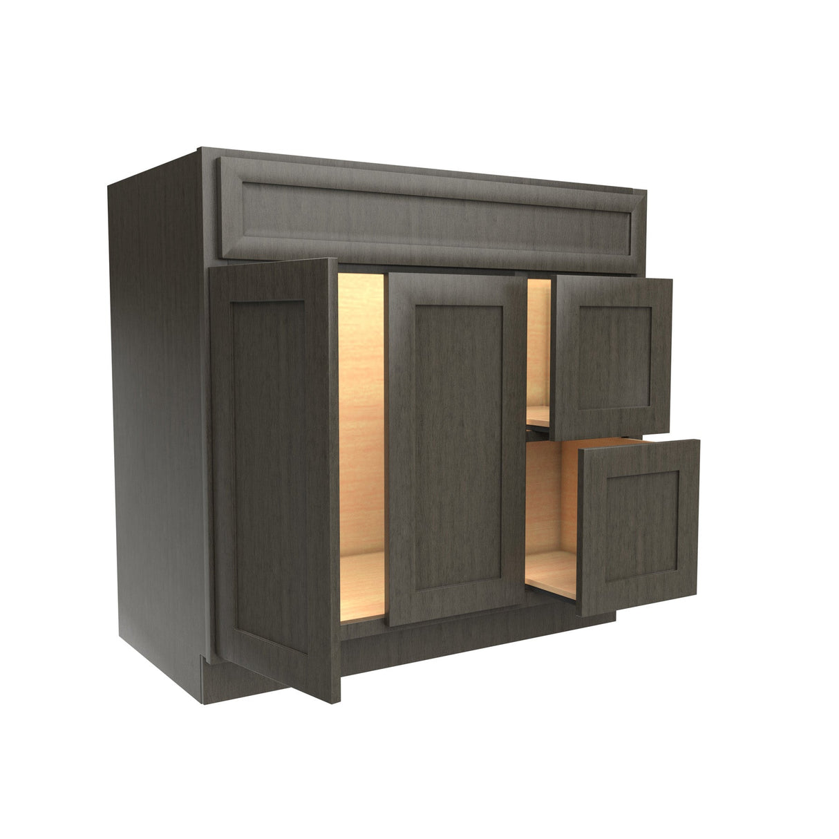 RTA - Elegant Smoky Grey - 2 Door 2 Drawer Vanity Sink Base Cabinet | 36"W x 34.5"H x 21"D