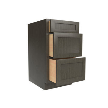 Elegant Smoky Grey - 3 Drawer Base Cabinet | 18"W x 34.5"H x 24"D