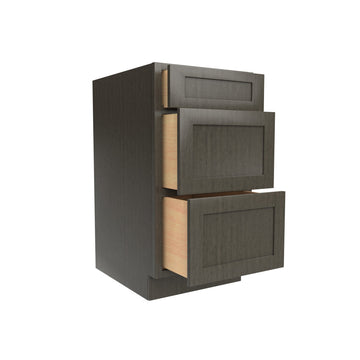 RTA - Elegant Smoky Grey - 3 Drawer Base Cabinet | 18"W x 34.5"H x 24"D