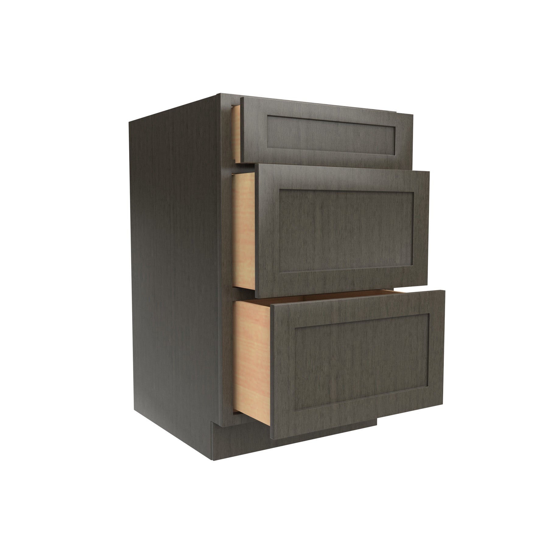 Elegant Smoky Grey - 3 Drawer Base Cabinet | 21"W x 34.5"H x 24"D