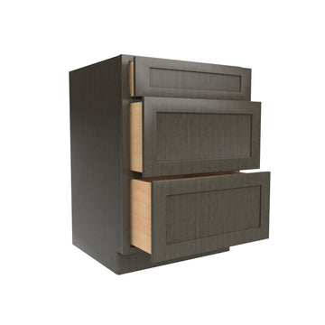 Elegant Smoky Grey - 3 Drawer Base Cabinet | 24